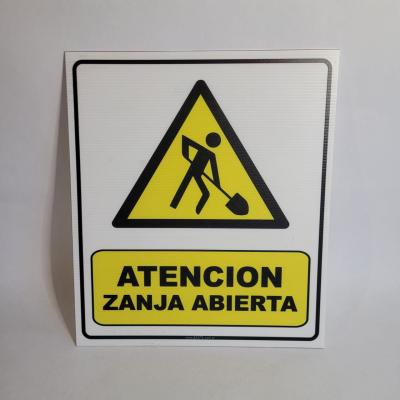 CARTEL ZANJA ABIERTA CORRUGADO 2MM - 26CM X 30CM