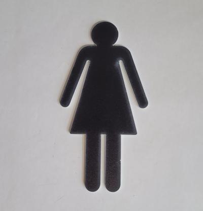 CARTEL BAÑOS FEMENINO ALTO IMPACTO 2MM Y CORTE LASER - 12 X 6CM
