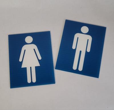 CARTEL BAÑOS FEMENINO Y MASCULINO CORRUGADO 2MM - 10CM X 12CM