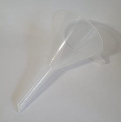 EMBUDO PLASTICO TRANSPARENTE 120MM BOCA X 190MM ALTO X PICO INFERIOR 15MM